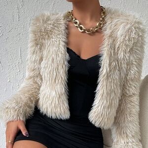 Solid Open Front Fuzzy Cardigan